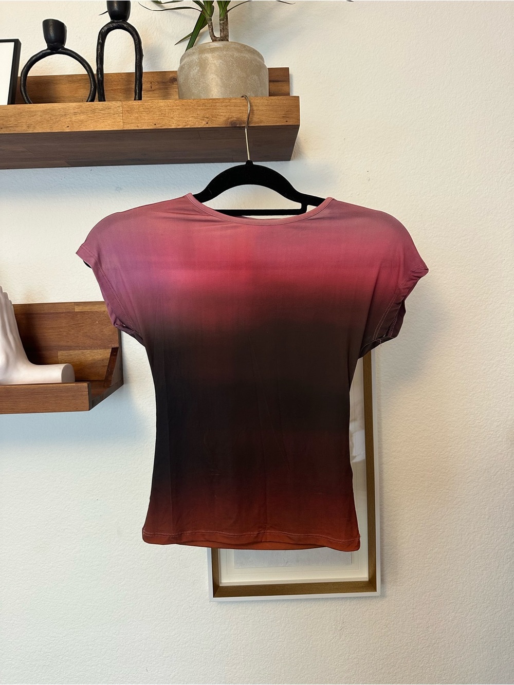 Topshop Ombre Short Sleeve Fitted Top